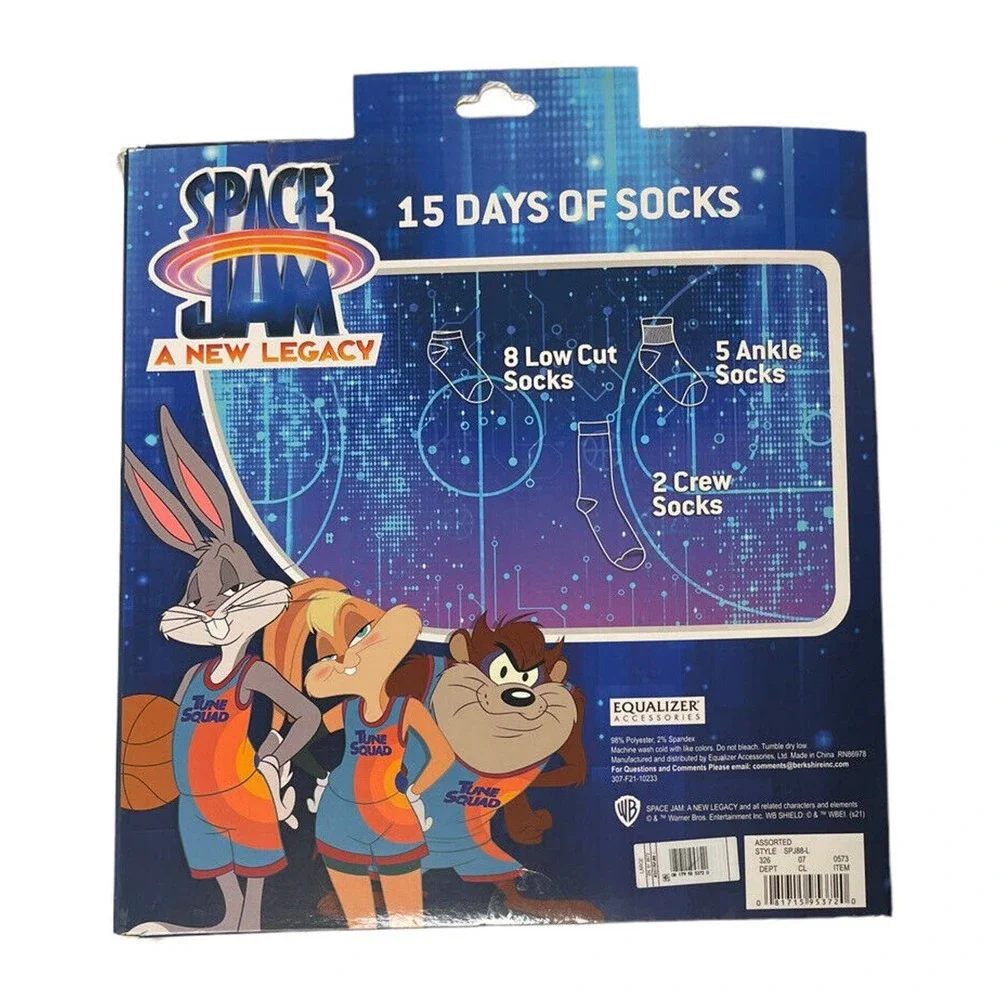 Mens Hot Topic Space Jam‎ New Legacy 15 Days Of Socks Advent Calendar Size 6-12